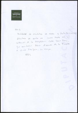 
Protocolo de escrituras de casas y tributos (nº 47). Escritura de ventas de unas casas en la col...