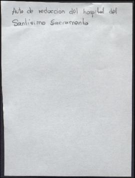 Auto de reducción del hospital del Santísimo Sacramento