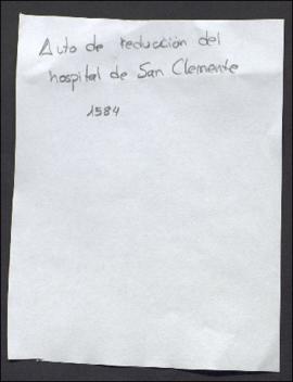 Auto de reducción del hospital de San Clemente
