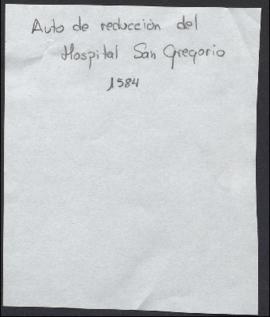 Auto de reducción del hospital de San Gregorio