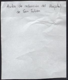Auto de reducción del hospital de San Julián