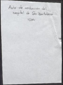 Auto de reducción del hospital de San Bartolomé