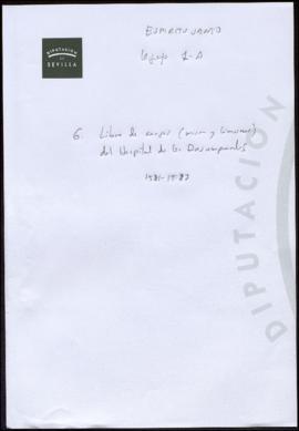 Libro de cargos (misas y limosnas) del Hospital de los Desamparados,