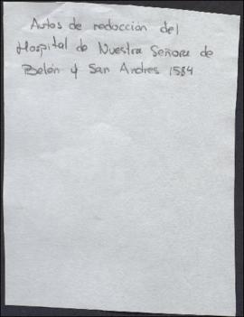 Auto de reducción del hospital de Nuestra Señora de Belén y San Andrés