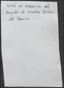 Auto de reducción del hospital de Nuestra Señora del Rosario