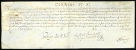 Breve de Clemente XI, papa, concediendo al Hospital de los Inocentes, de Sevilla, 7 años de jubil...