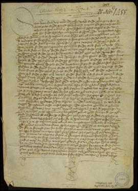 Carta de licencia para el arrendamiento de una casa de la Cofradía de Santa Catalina por Diego de...