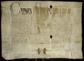 Carta concesión de indulgencias de Calixto III, papa, a los que mueran en el Hospital de San Herm...