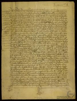 Carta de venta de Juana García, mujer de Bartolomé Sánchez de la Campana, vecina de la villa de C...