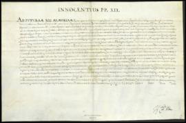 Bula de Inocencio XII, prorrogando la pensión al Hospital de San Cosme y San Damian, sobre las re...