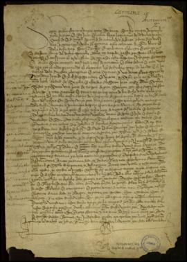 Carta de venta de Mari Sánchez, mujer de Gonzalo Yánez de Perea y sus hijos Juan y Leonor, vecino...