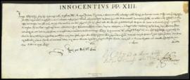 Breve de Inocencio XIII, papa, concediendo indulgencias al Hospital de San Cosme y San Damian de ...